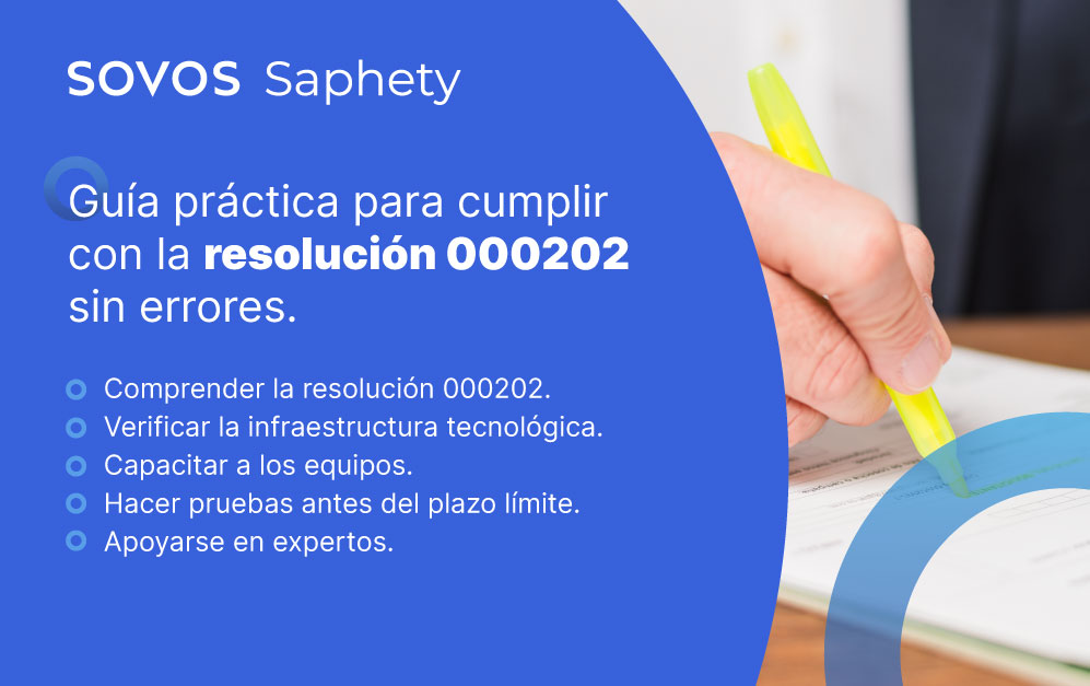 Persona destacando los requisitos de la resolución 000202 de la DIAN para actualizar su sistema de facturación electrónica.